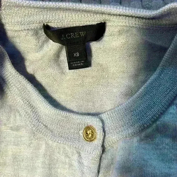 Jcrew heather blue merino wool cardigan gold buttons - Picture 2 of 4